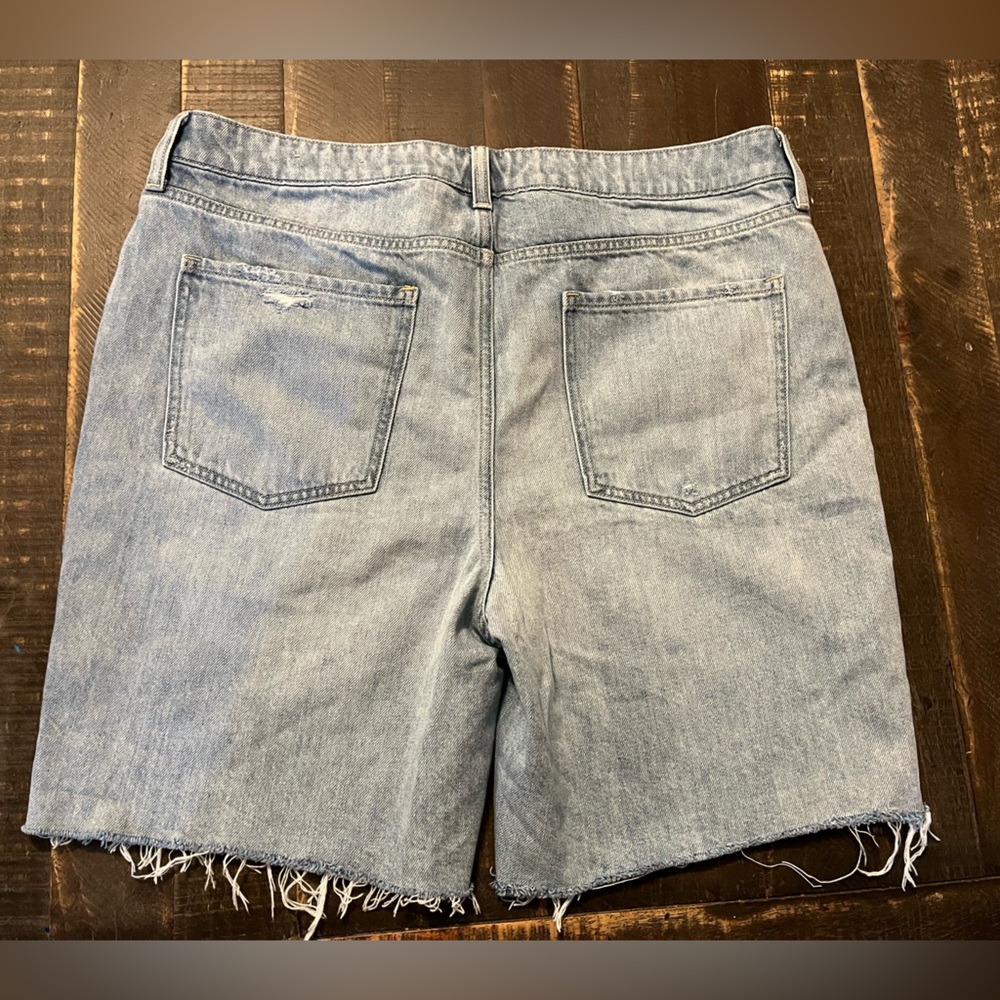 Chico's Light Blue Distressed Denim Bermuda Length Shorts - Picture 6 of 9